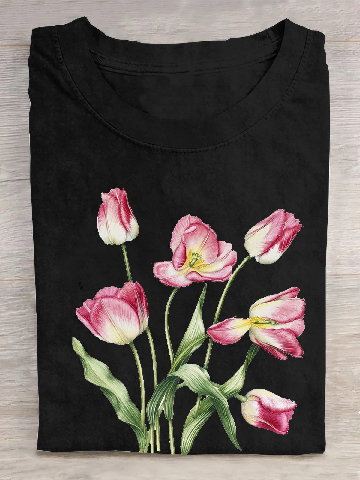 Cotton Tulipa  Loose Casual T-Shirt