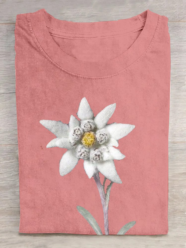 Loose Cotton Floral Casual T-Shirt