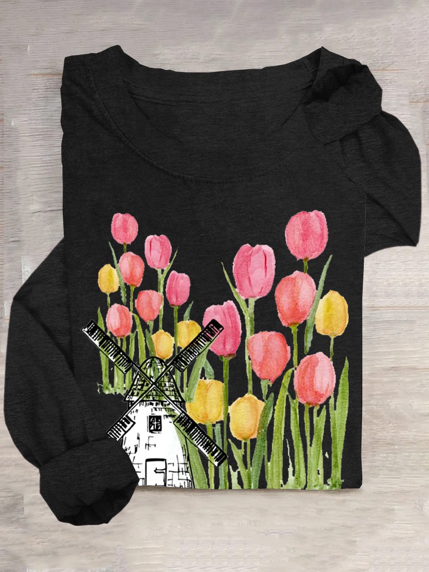 Holland Tulip Amsterdam Windmill T-Shirt