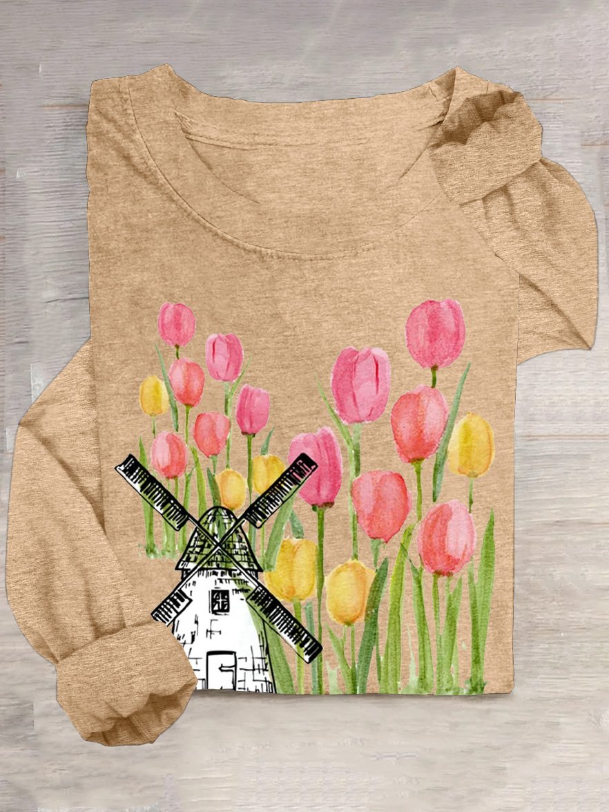 Holland Tulip Amsterdam Windmill T-Shirt