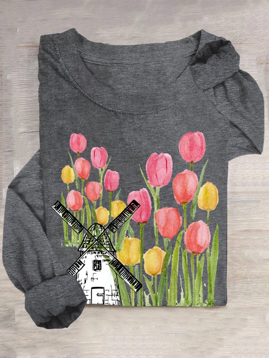 Holland Tulip Amsterdam Windmill T-Shirt