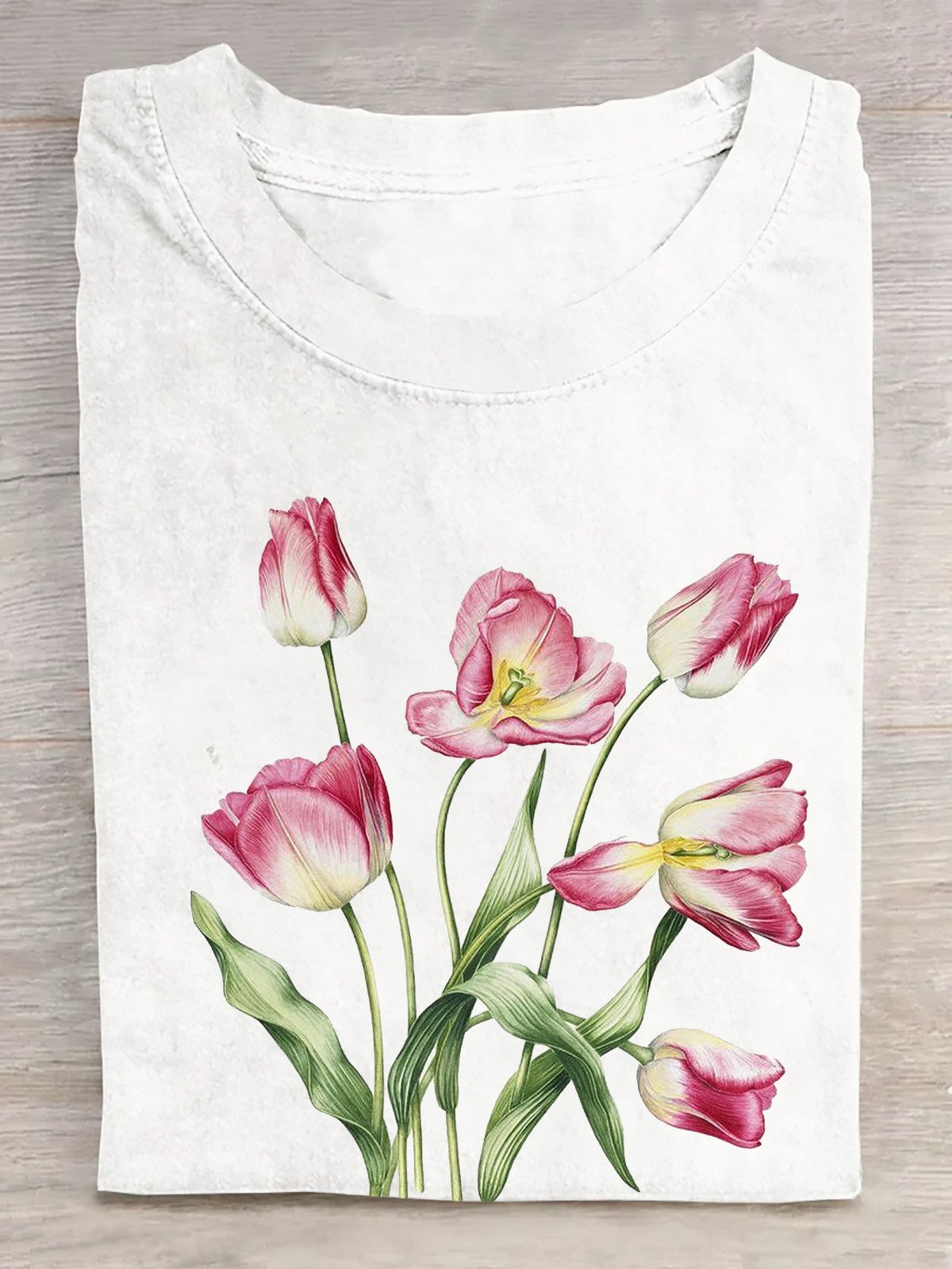 Cotton Tulipa  Loose Casual T-Shirt