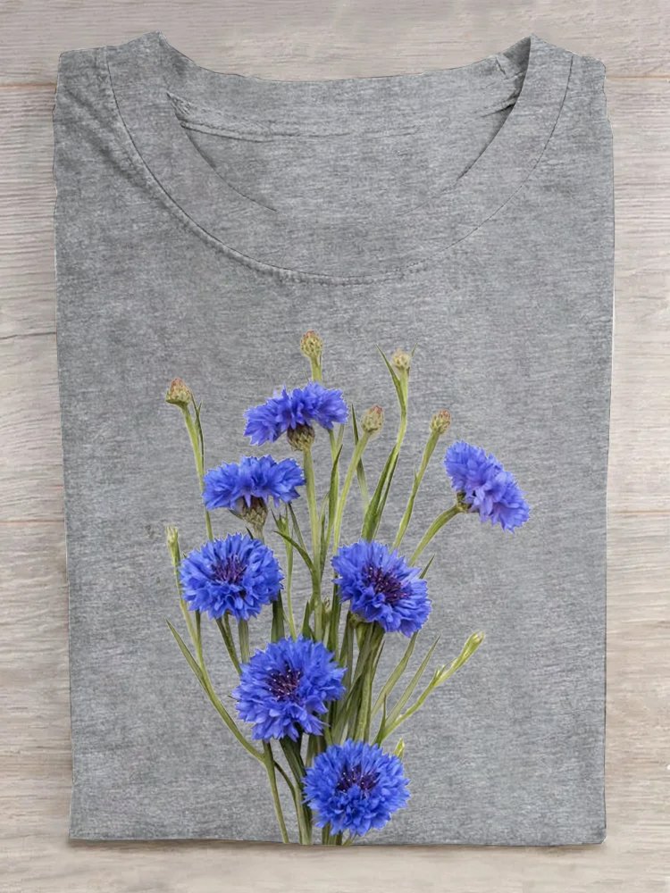 Floral Casual Cotton T-Shirt