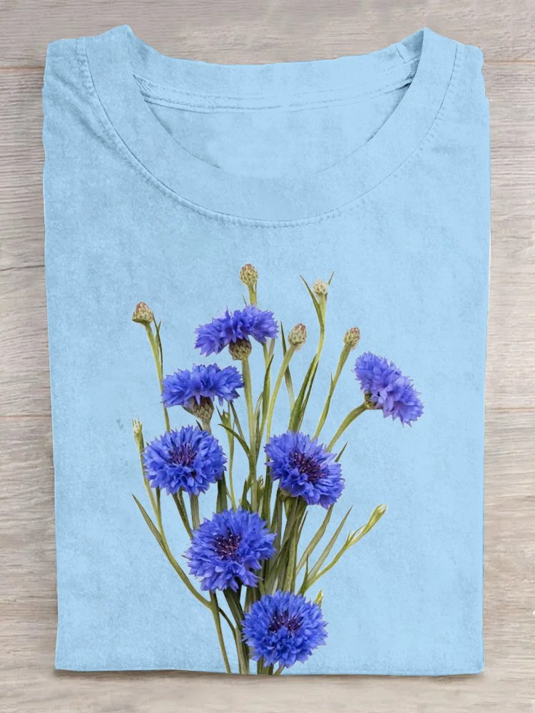 Floral Casual Cotton T-Shirt