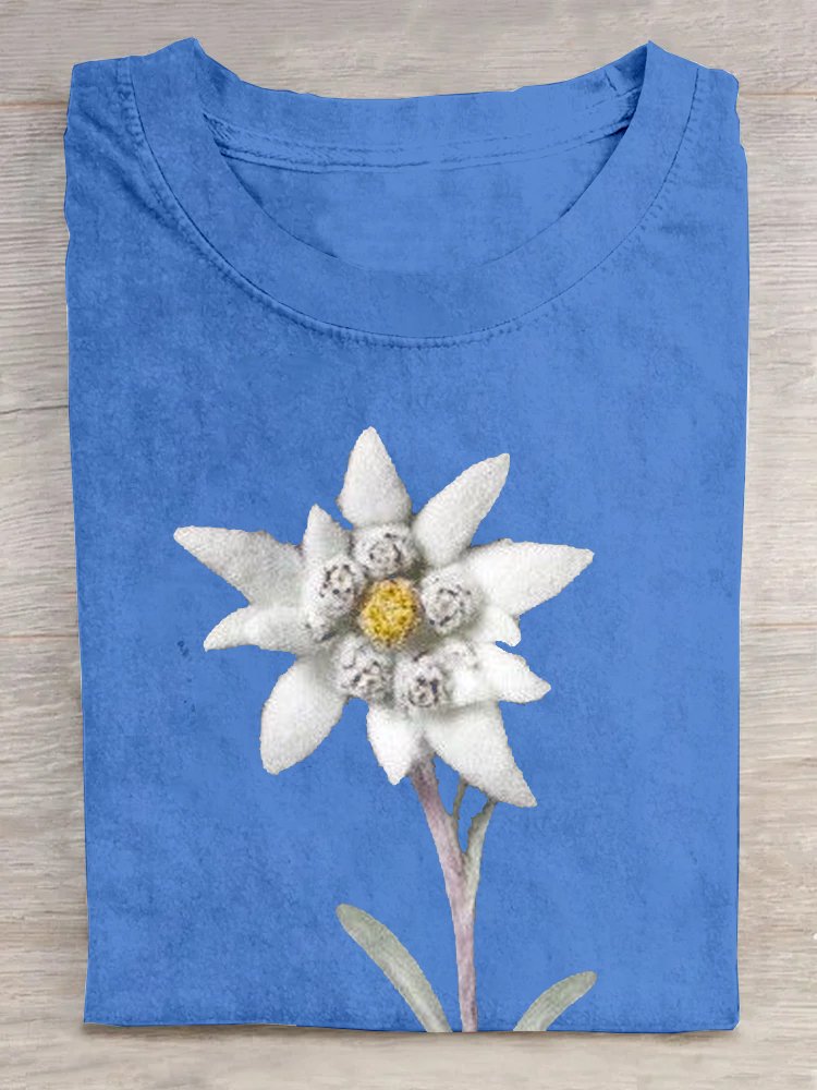 Loose Cotton Floral Casual T-Shirt