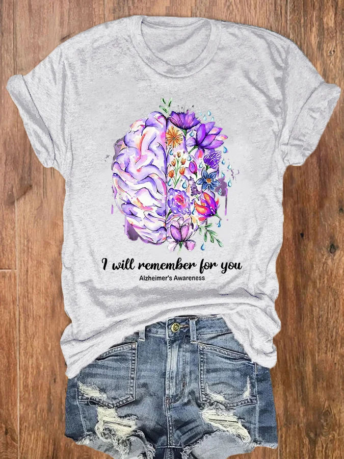 Women's I Will Remember For You Alzheimer's Awareness Tee