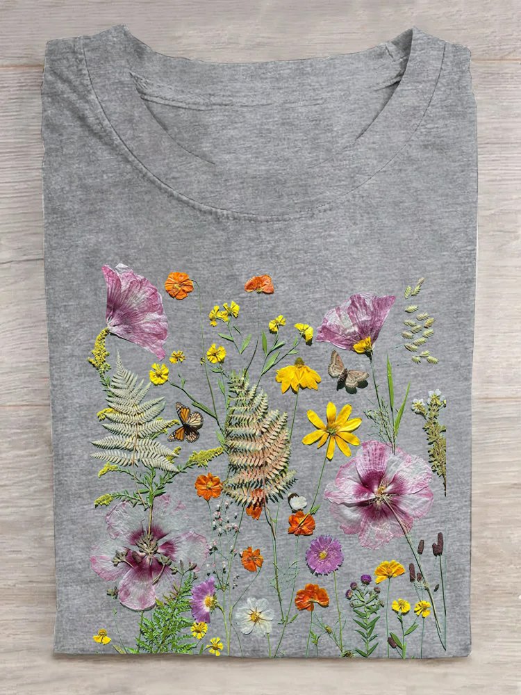 Cotton Loose Floral Casual T-Shirt