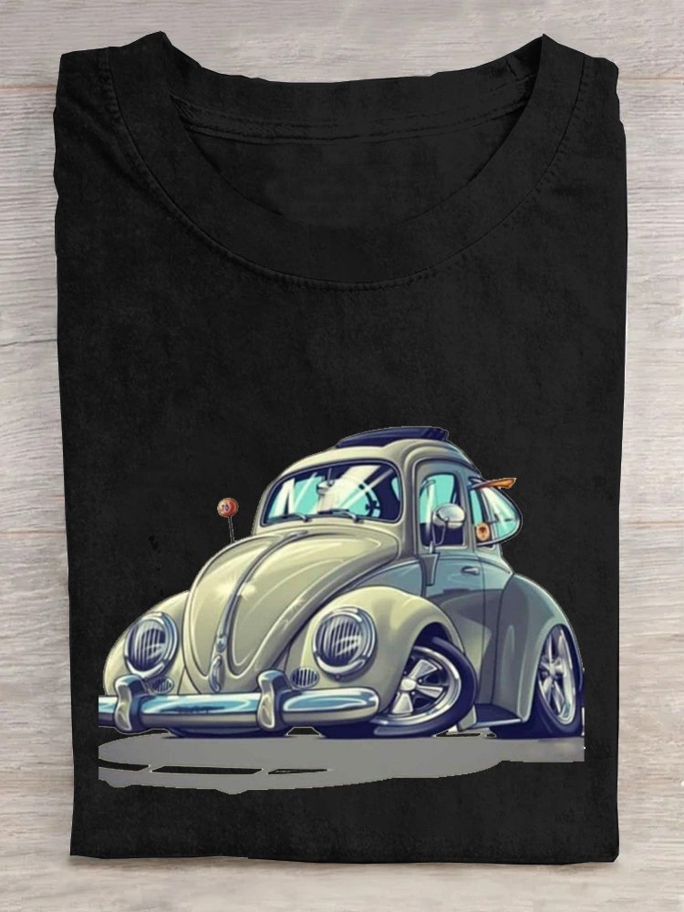 Car Crew Neck Cotton Casual T-Shirt