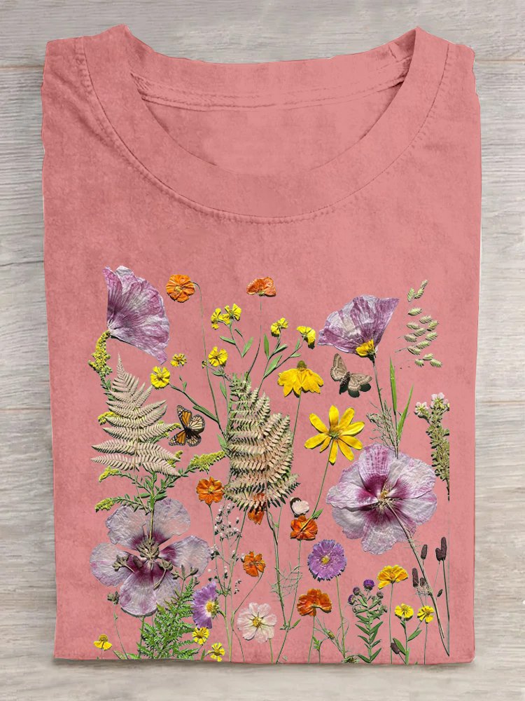 Cotton Loose Floral Casual T-Shirt