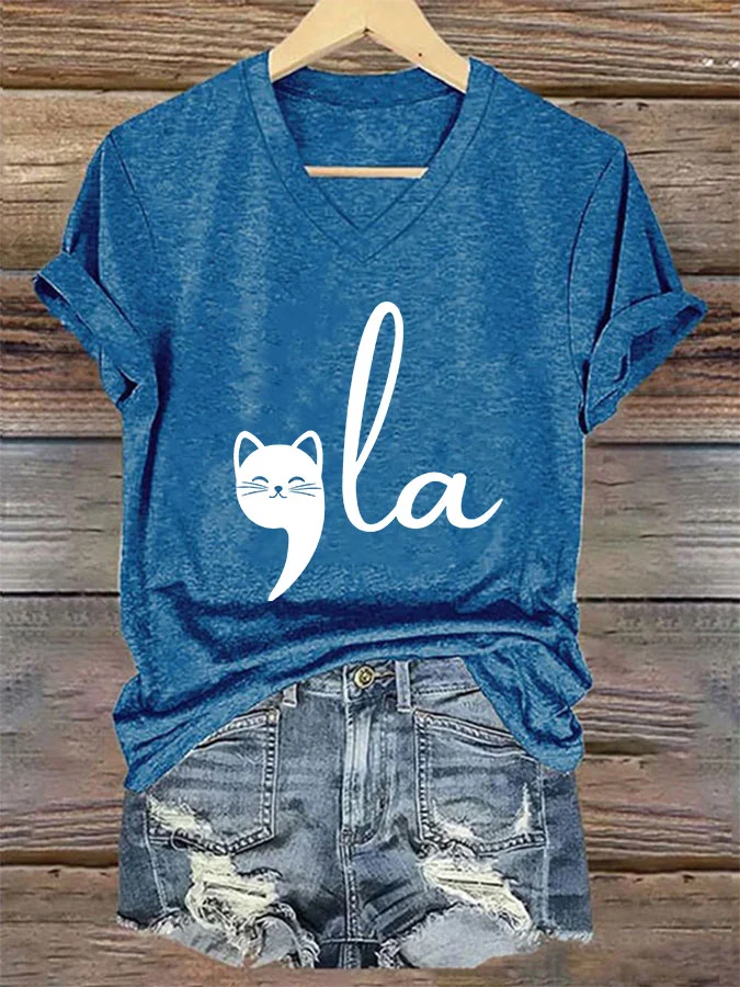 Women's La cat printed T-shirt