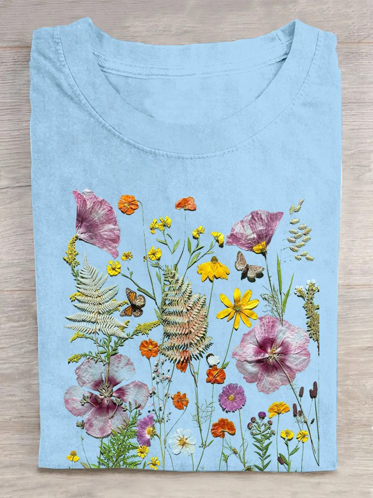 Cotton Loose Floral Casual T-Shirt