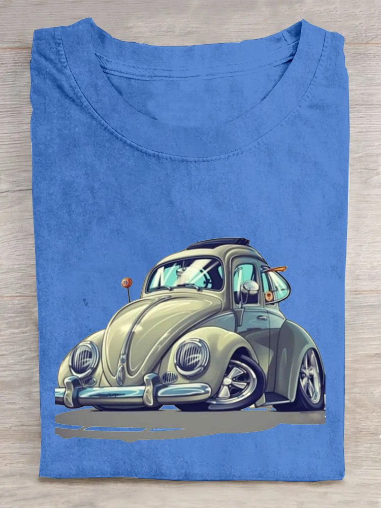 Car Crew Neck Cotton Casual T-Shirt