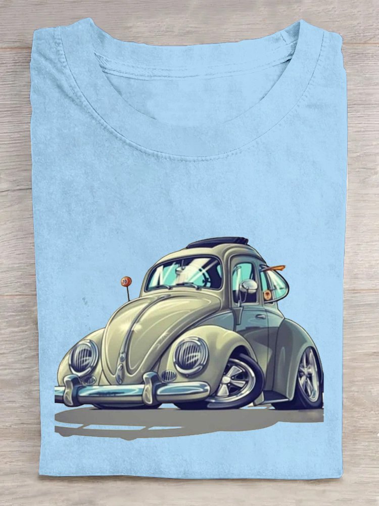 Car Crew Neck Cotton Casual T-Shirt