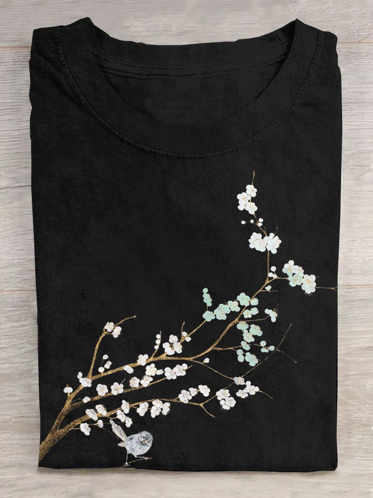 Casual Loose Floral Cotton T-Shirt