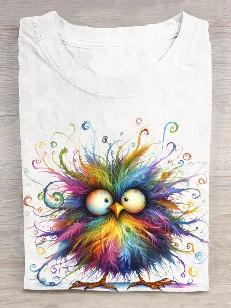 Casual Loose Bird Cotton T-Shirt