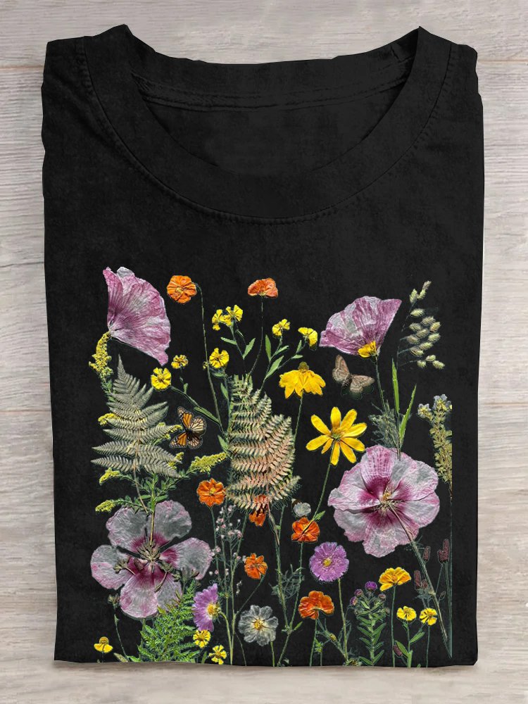 Cotton Loose Floral Casual T-Shirt