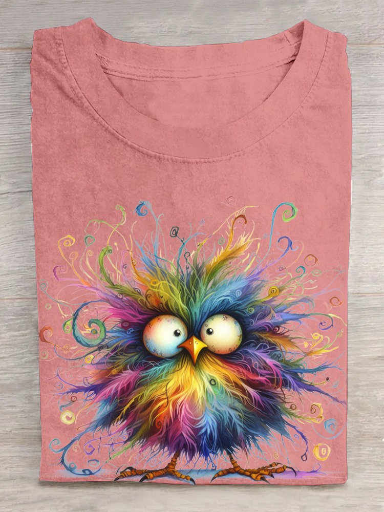 Casual Loose Bird Cotton T-Shirt