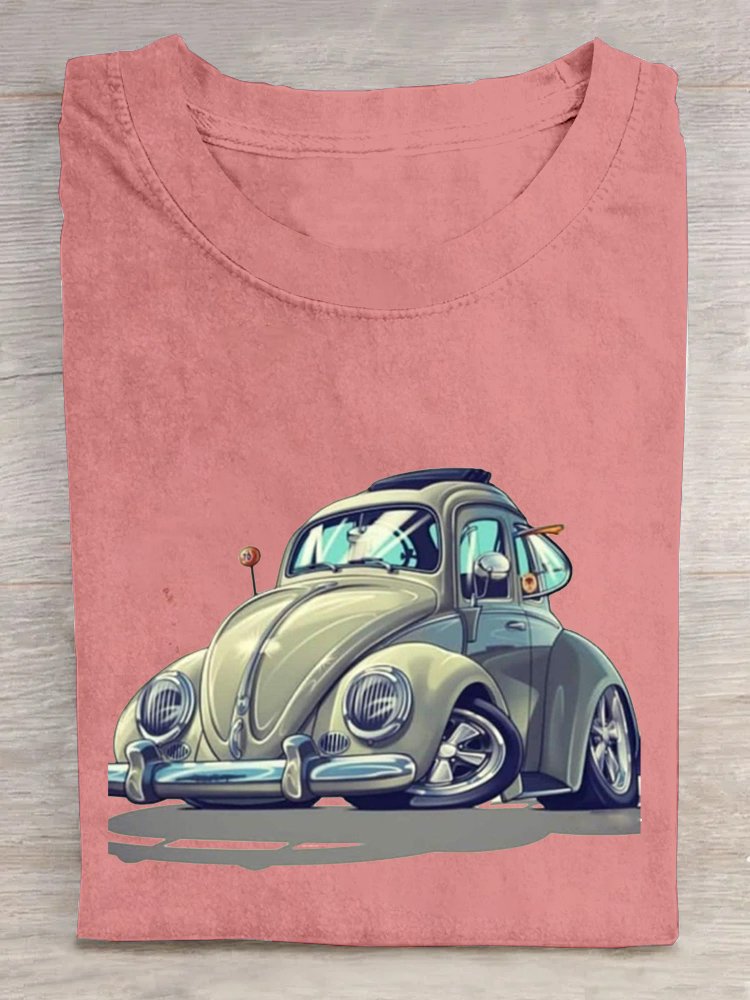 Car Crew Neck Cotton Casual T-Shirt