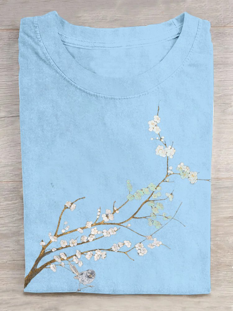 Casual Loose Floral Cotton T-Shirt