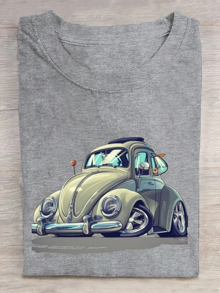 Car Crew Neck Cotton Casual T-Shirt