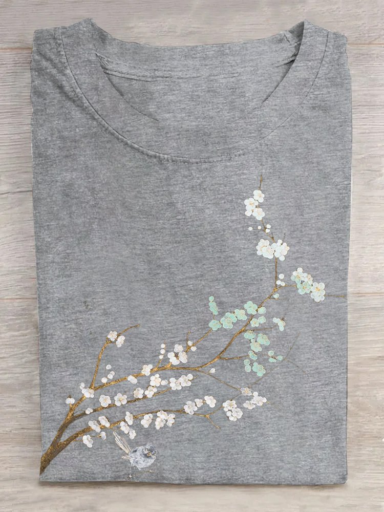 Casual Loose Floral Cotton T-Shirt