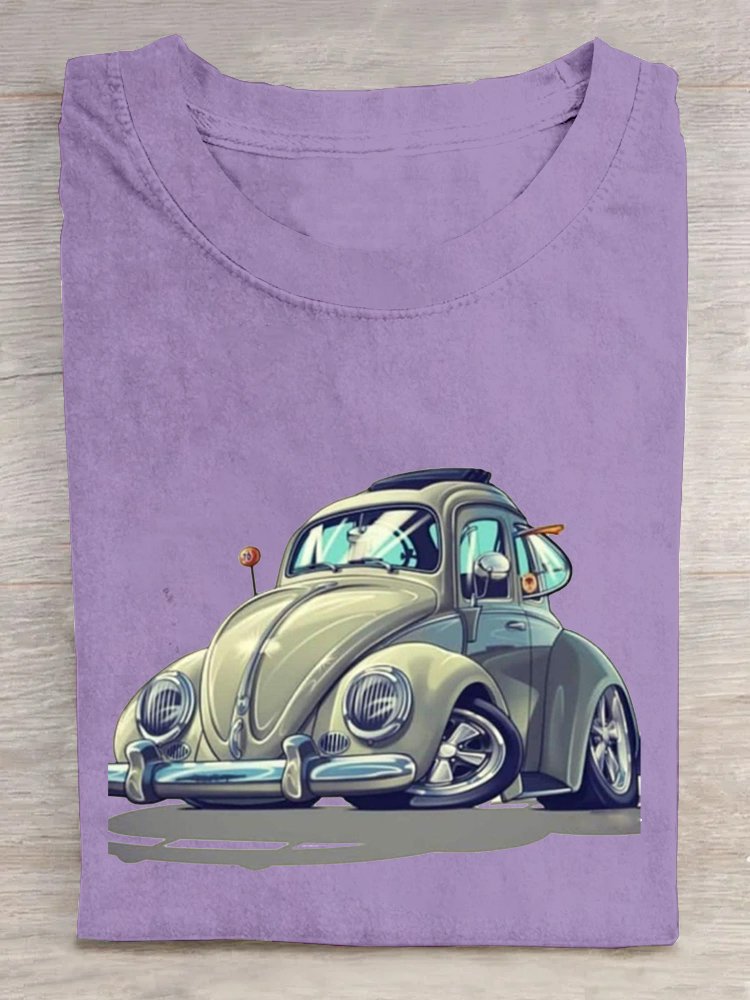 Car Crew Neck Cotton Casual T-Shirt