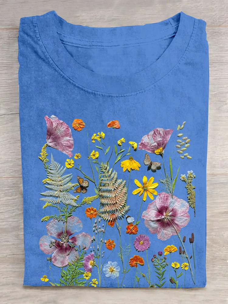 Cotton Loose Floral Casual T-Shirt