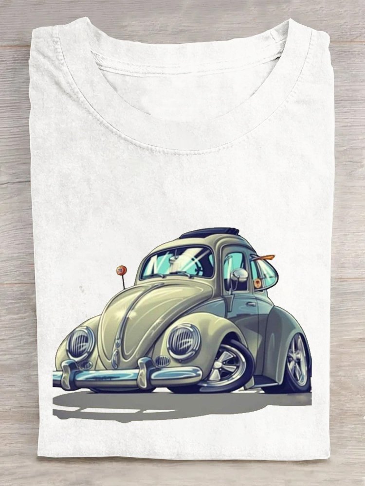 Car Crew Neck Cotton Casual T-Shirt