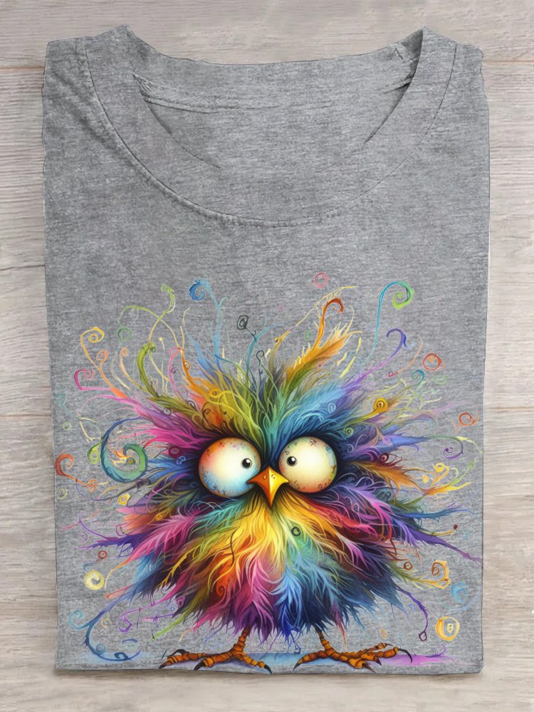 Casual Loose Bird Cotton T-Shirt