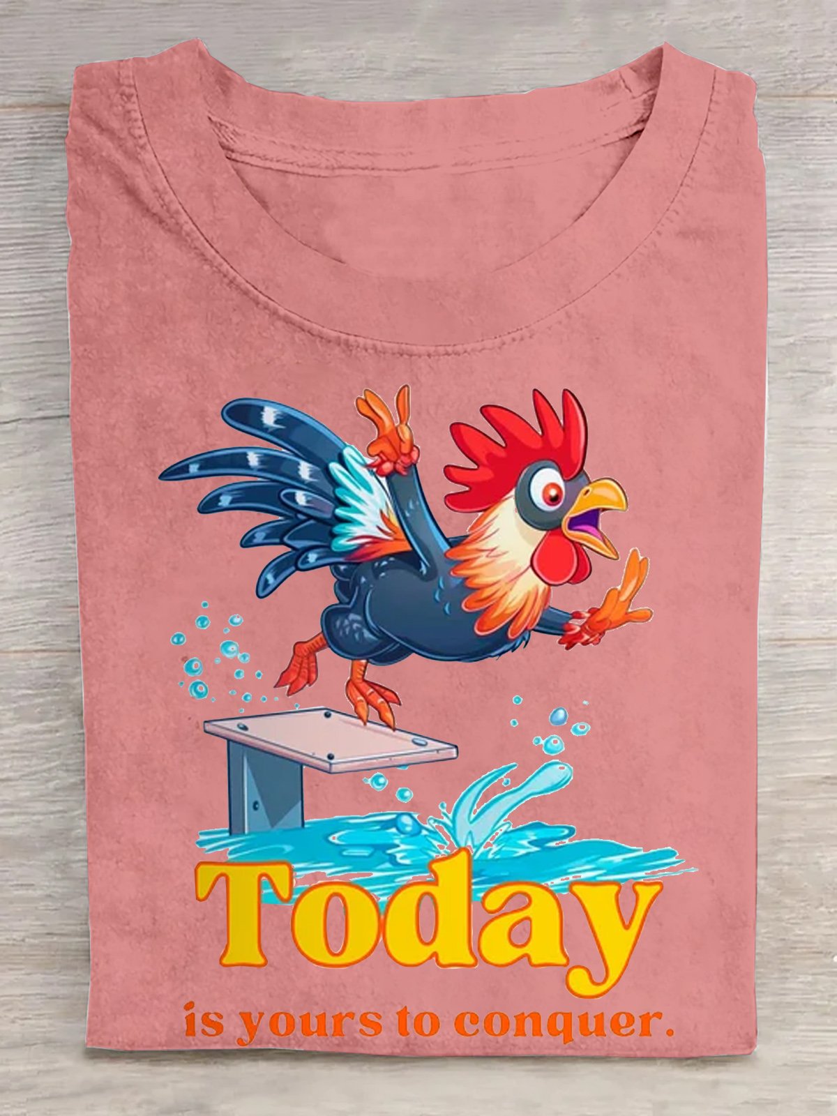 Olympic Rooster Taking A Dive  Cotton Casual T-Shirt