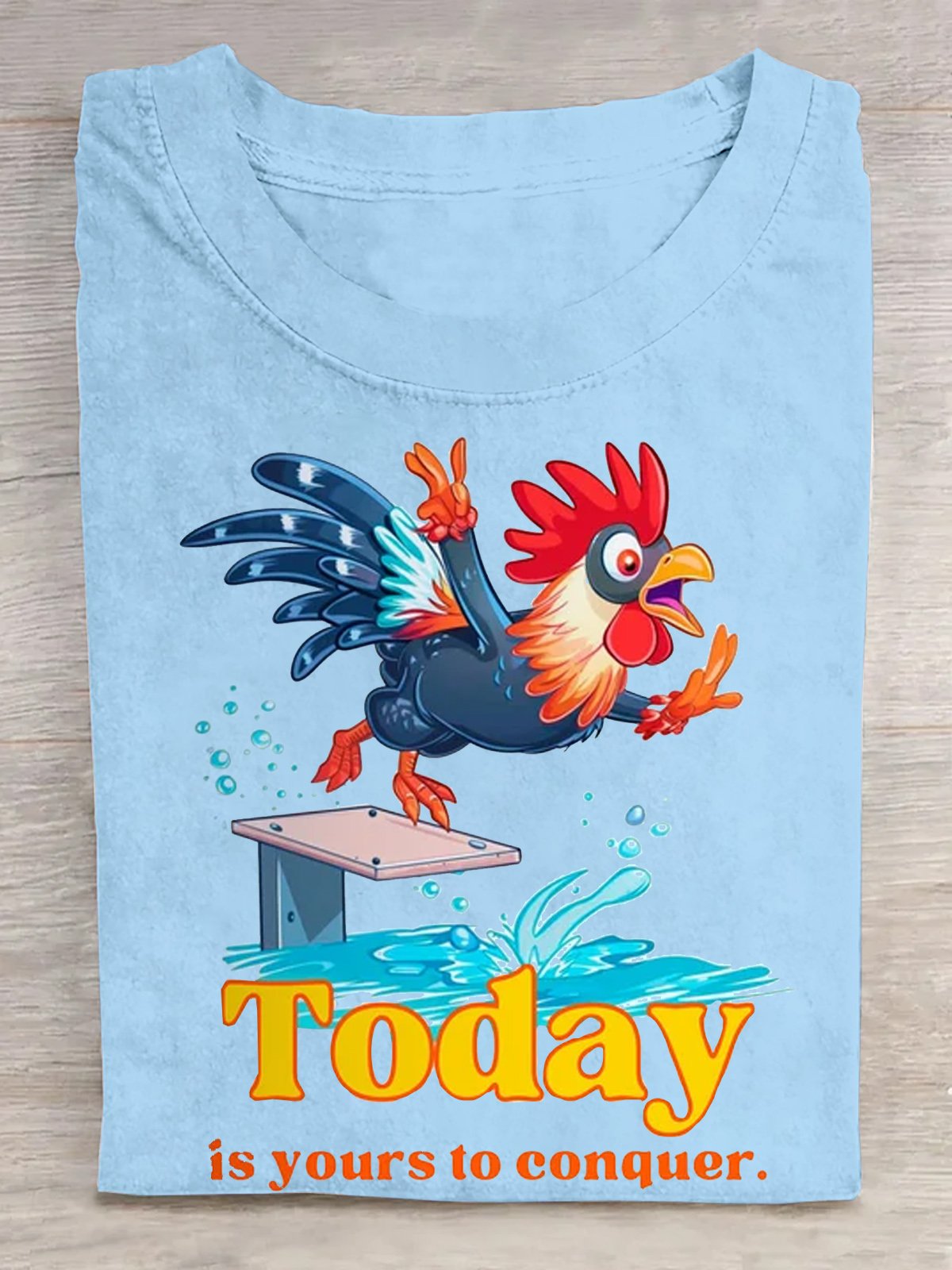 Olympic Rooster Taking A Dive  Cotton Casual T-Shirt