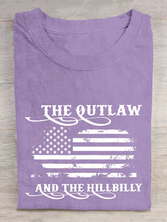 Women's The Outlaw and The Hillbilly Print  Cotton T-shirt