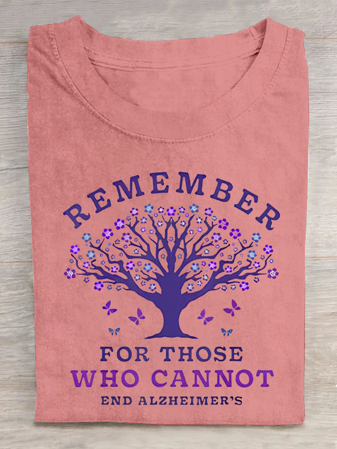 Women's Remember For Those Who Cannot Dementia Alzheimer's Disease Awareness Printed Cotton T-Shirt