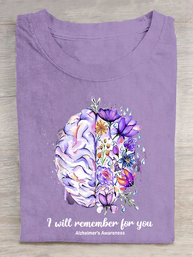 Women's I Will Remember For You Alzheimer's Awareness Cotton T-Shirt