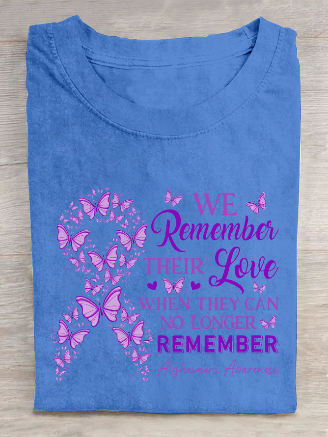 We Remember Their Love Alzheimers Awareness Never Forget Cotton T-Shirt