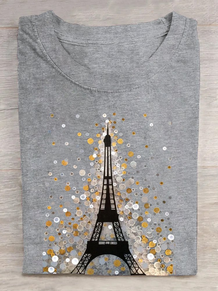 Cotton La Tour Eiffel Loose Casual T-Shirt