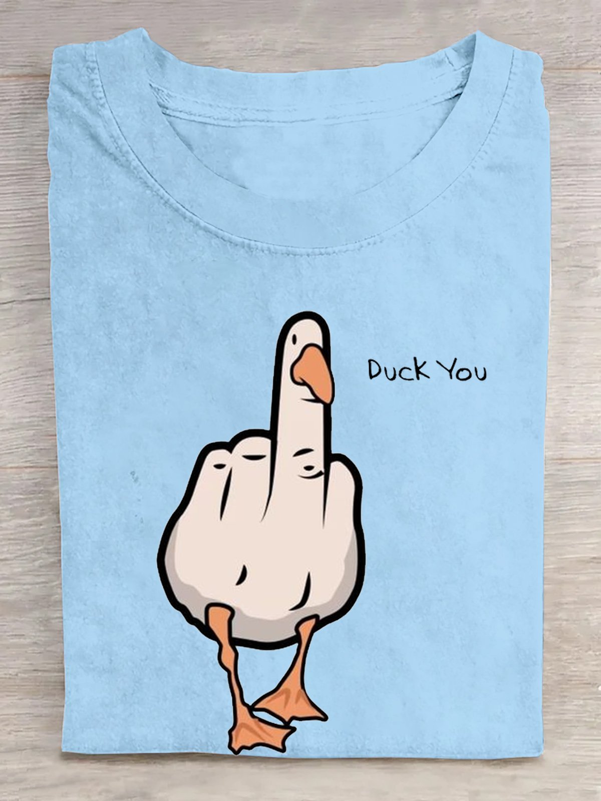 Duck You Cotton Casual Crew Neck T-Shirt