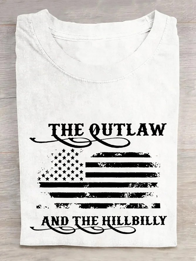 Women's The Outlaw and The Hillbilly Print  Cotton T-shirt