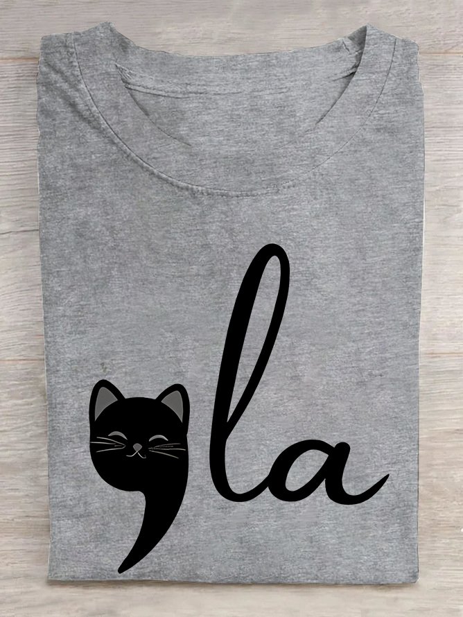 Women's La Cat Vote Printed  Cotton T-shirt