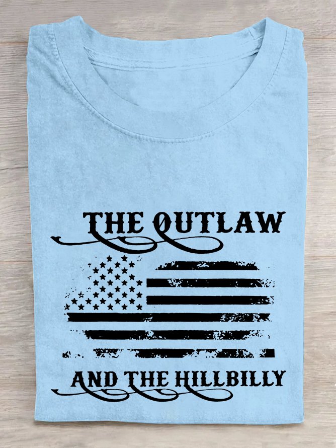 Women's The Outlaw and The Hillbilly Print  Cotton T-shirt