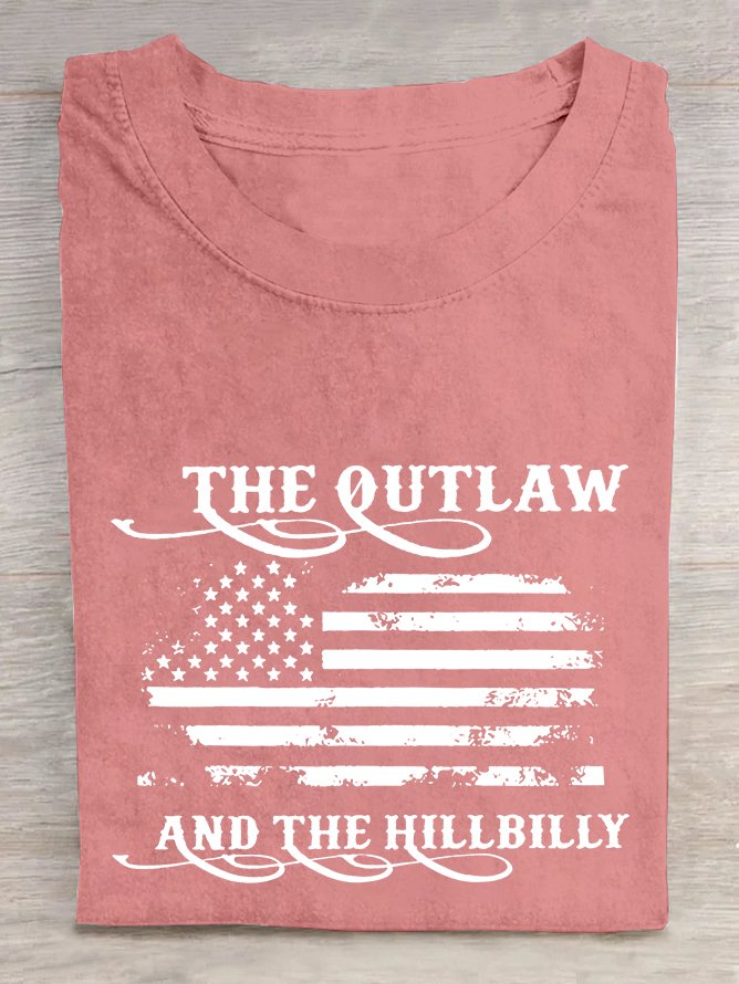 Women's The Outlaw and The Hillbilly Print  Cotton T-shirt