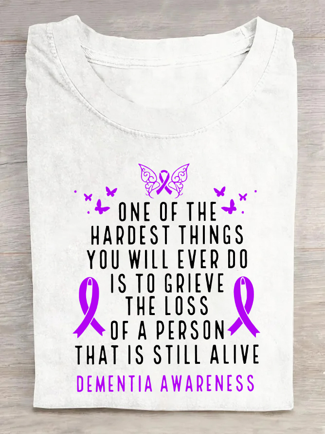 Dementia Awareness Month Butterfly Warrior Alzheimers Cotton T-Shirt