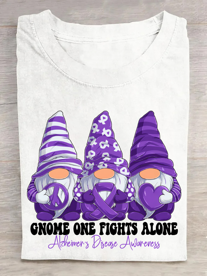 Gnome One Fights Alone Elemer Signage Awareness Cotton T-Shirt