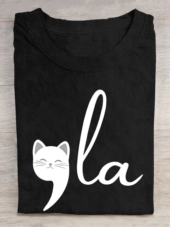 Women's La Cat Vote Printed  Cotton T-shirt