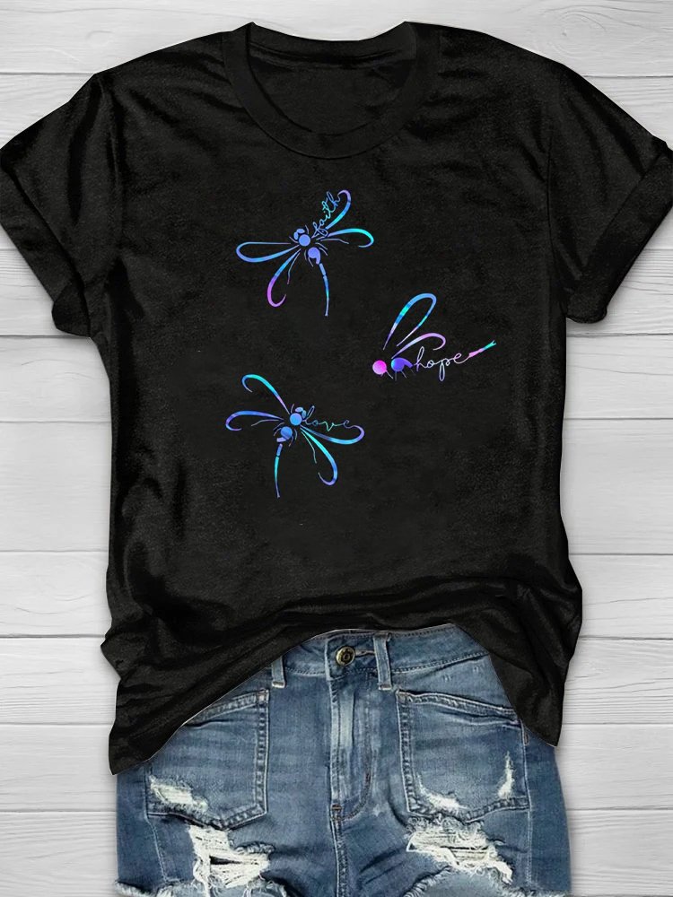 Loose Casual Dragonfly T-Shirt