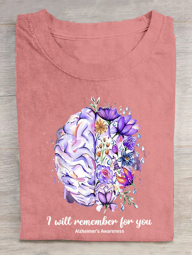 Women's I Will Remember For You Alzheimer's Awareness Cotton T-Shirt