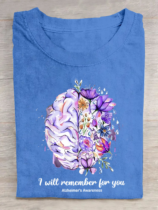 Women's I Will Remember For You Alzheimer's Awareness Cotton T-Shirt