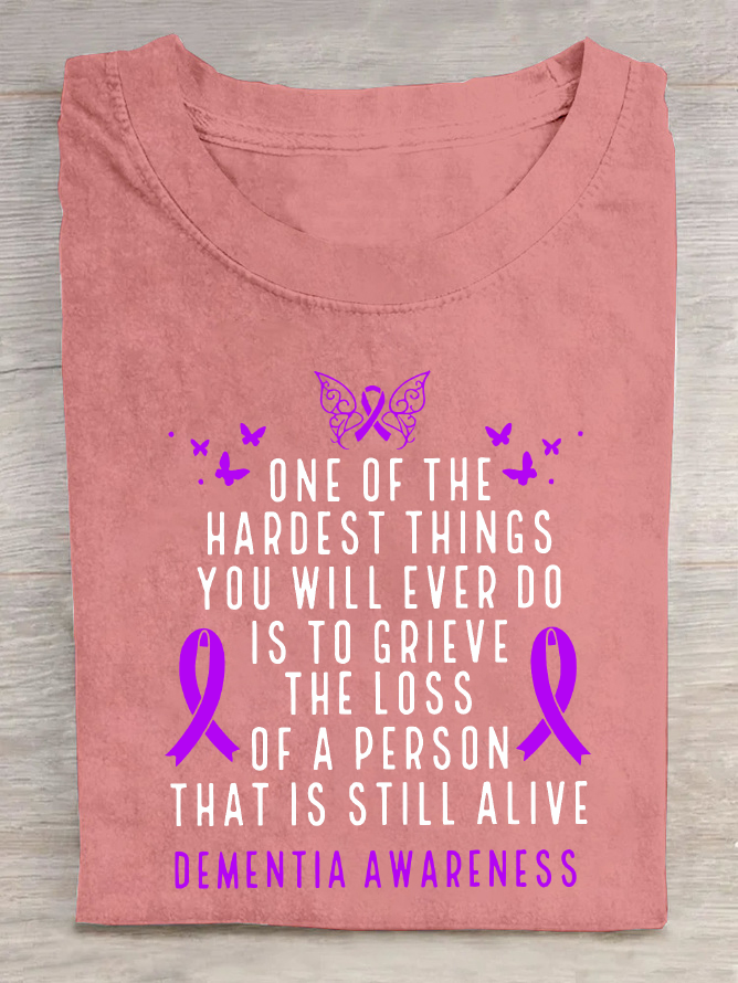 Dementia Awareness Month Butterfly Warrior Alzheimers Cotton T-Shirt