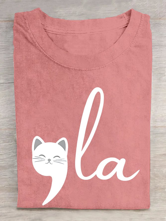 Women's La Cat Vote Printed  Cotton T-shirt