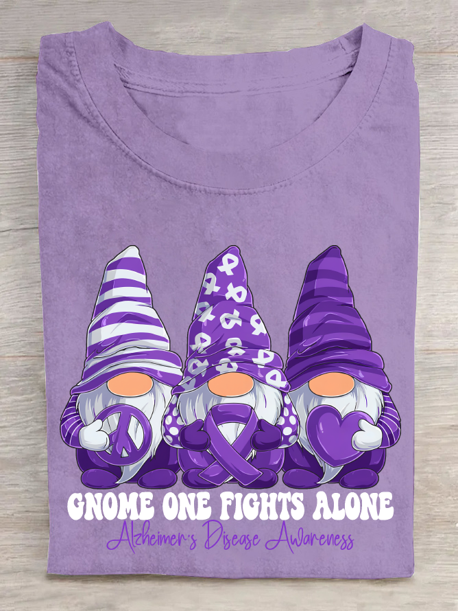 Gnome One Fights Alone Elemer Signage Awareness Cotton T-Shirt